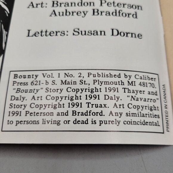 Bounty Comic Book Navarro Issue 2 Caliber Press Randall Thayer Paul Daly 1991 - Picture 5 of 6